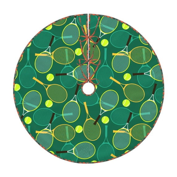 Defioc Tennis Rackets and Balls for Christmas Tree Skirt Snowman Xmas Tree Skirt Farmhouse Christmas Decorations Tree Mat for Holiday Party Decor-36"