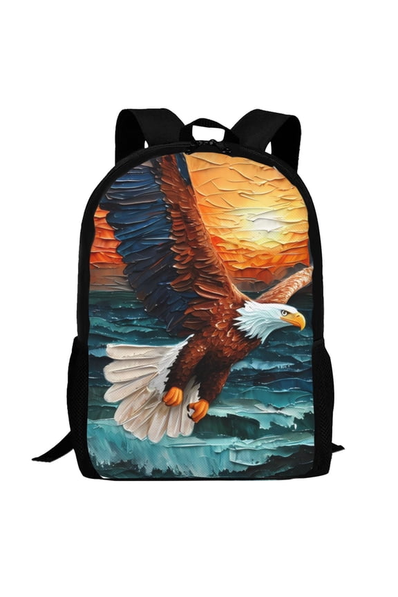 Textured Bald Eagle Pattern Carry on Backpack,16.5x12.5x5.5 Personal Item Bag Carry On Backpack Water Resistant Lightweight Daypack
