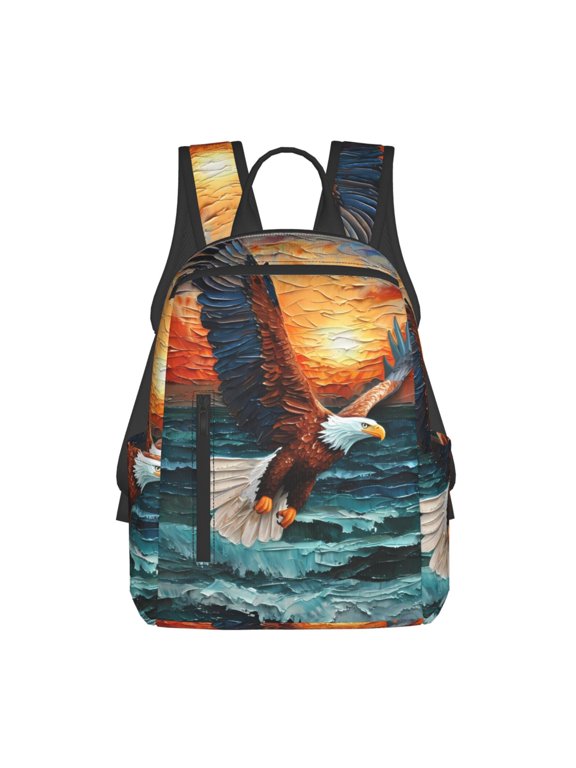 Textured Bald Eagle Pattern Travel Laptop Backpack,Lightweight Backpack Travel Hiking Daypack Backpack Work Bag for Men Women