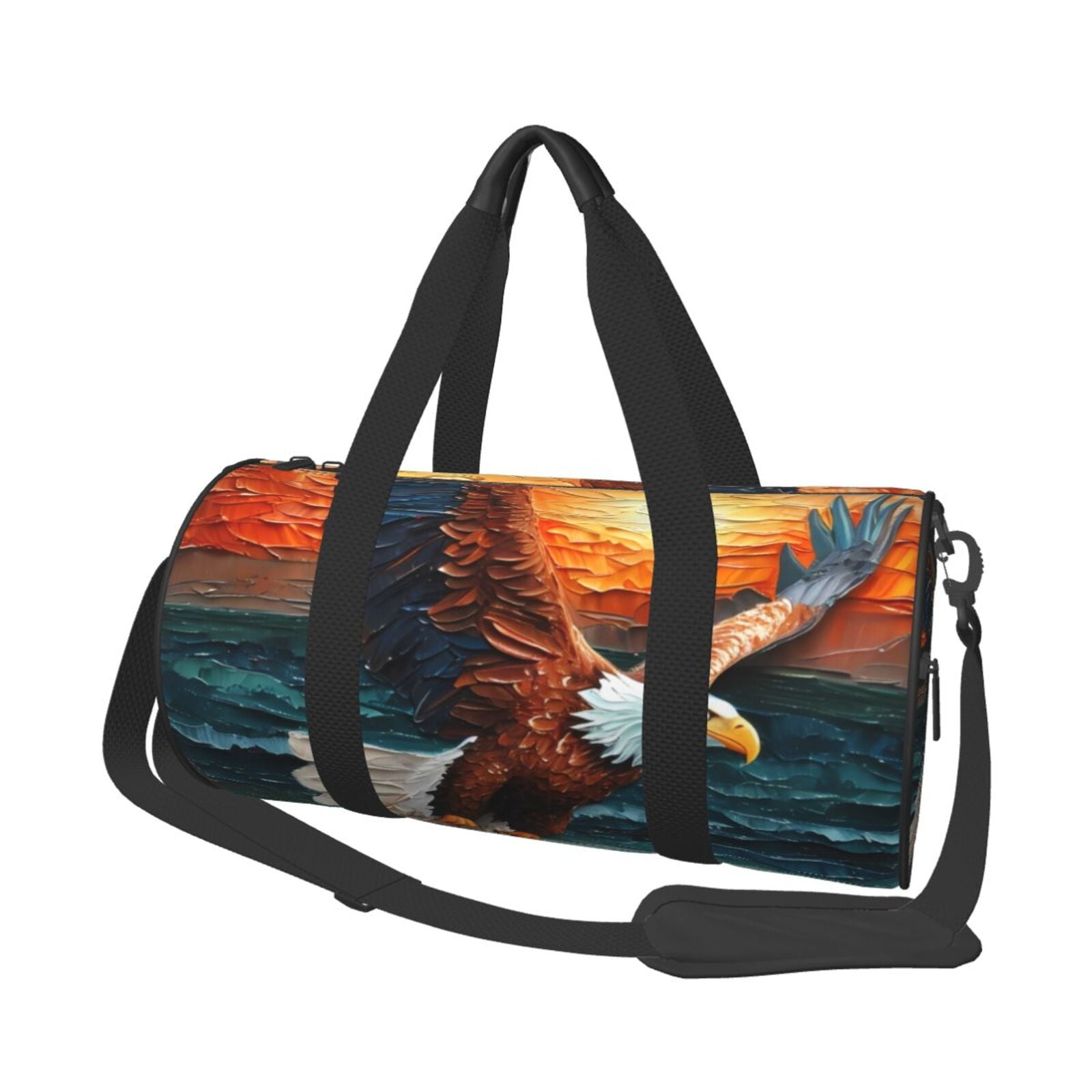 Defioc Textured Bald Eagle for Travel Duffle Bag,Weekender Bag Carry On Tote Bags Hospital Bag Large Capacity Sport Gym Bag for Men Women Fit for Trave, Gym,Weekend