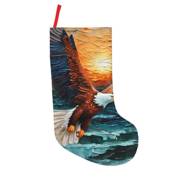 Defioc Textured Bald Eagle for Christmas Stockings 18" Personalized Holiday Stocking for Family, Farmhouse Decor, Xmas Tree Decoration, 1 Pack
