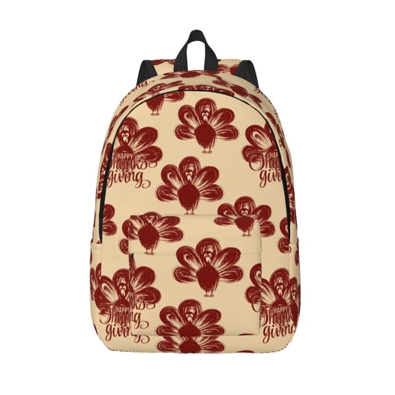 Defioc Thanksgiving Sketch Turkey for Canvas Backpack,Travel Rucksack Unisex Knapsack Laptop Backpack for Work & College -Medium