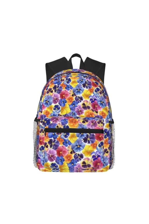 The Garden Tricolor Pansy Flower Pattern Laptop Backpack for Men and Women,Casual Backpack Dayback Sports Bookbag for Travel Running Hiking