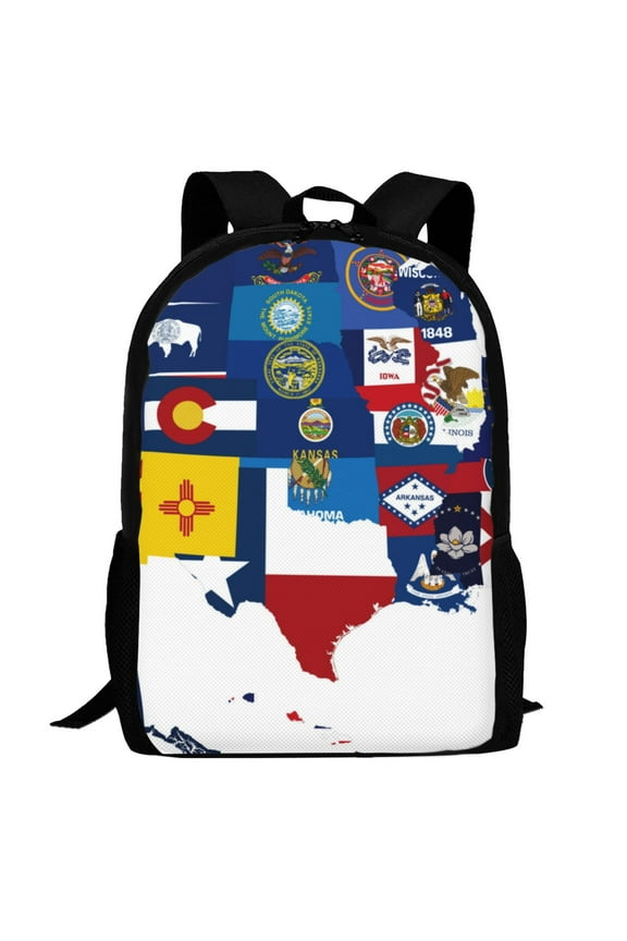 The Map Of United States Pattern Carry on Backpack,16.5x12.5x5.5 Personal Item Bag Carry On Backpack Water Resistant Lightweight Daypack