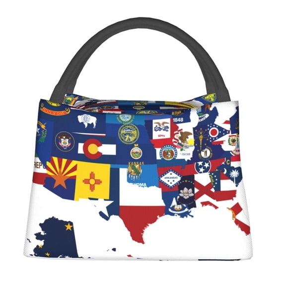 Defioc The Map Of United States Print Lunch Bag for Women Men,Insulated Lunch Bag Leakproof Cooler Tote Bag Organizer for Work Picnic or Travel