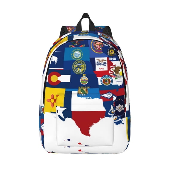 Defioc The Map Of United States for Canvas Backpack,Travel Rucksack Unisex Knapsack Laptop Backpack for Work & College -Medium