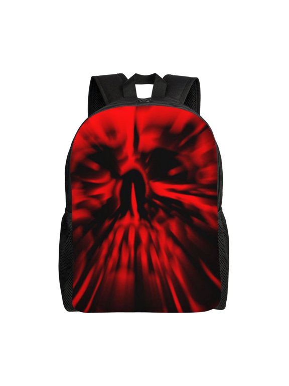 The Red Head Skull Print Backpack -Travel,or Work Bookbag Daypacks with 15-Inch Laptop Sleeve and Dual Water Bottle Pockets