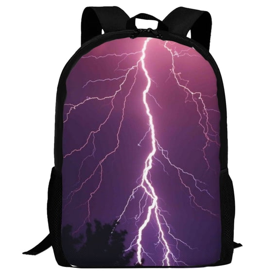 Defioc Thunderstorm Violet Purple Pattern Carry on Backpack,16.5x12.5x5.5 Personal Item Bag Carry On Backpack Water Resistant Lightweight Daypack