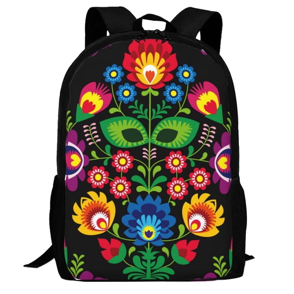 Defioc Traditional Floral Polish Pattern Carry on Backpack,16.5x12.5x5.5 Personal Item Bag Carry On Backpack Water Resistant Lightweight Daypack