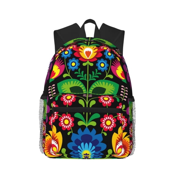 Defioc Traditional Floral Polish Pattern Laptop Backpack for Men and Women,Casual Backpack Dayback Sports Bookbag for Travel Running Hiking