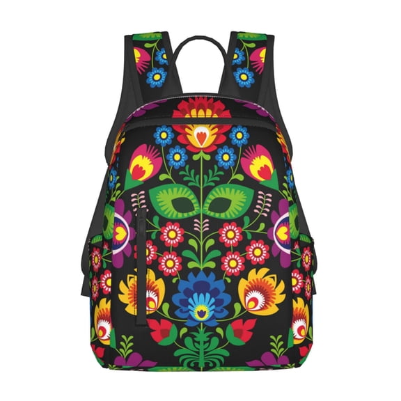 Defioc Traditional Floral Polish Pattern Travel Laptop Backpack,Lightweight Backpack Travel Hiking Daypack Backpack Work Bag for Men Women