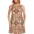 thumbnail image 1 of Defioc Traditional Tribal Aztec Pattern Women's Summer Dresses 2025 Beach Casual Sleeveless Tank Loose Sundress Beach Vacation Clothes with Pocket -Small, 1 of 7
