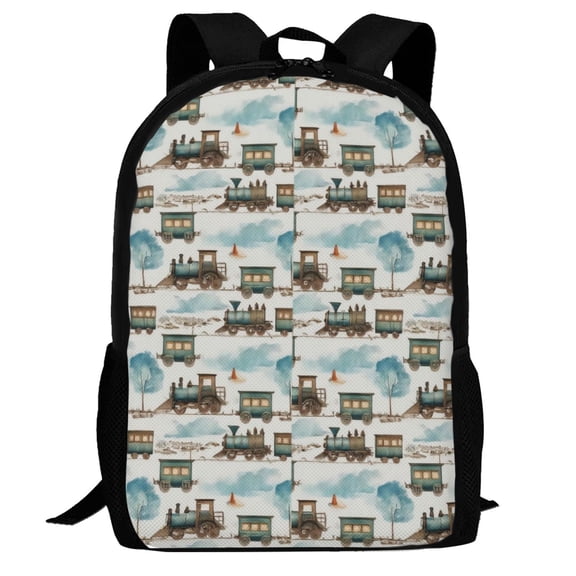 Defioc Transport Train Pattern Carry on Backpack,16.5x12.5x5.5 Personal Item Bag Carry On Backpack Water Resistant Lightweight Daypack
