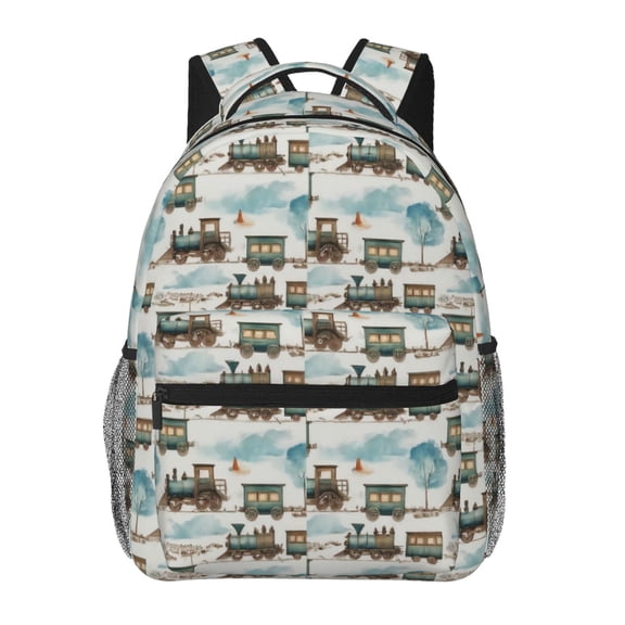 Defioc Transport Train Pattern Laptop Backpack,Travel Backpack Outdoor Activities Bag Daypack for Travel Hiking Shopping Daily