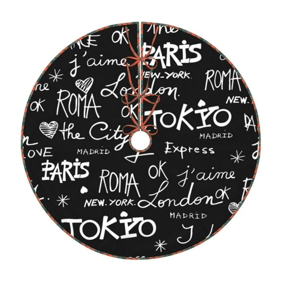 Defioc Travel The World for Christmas Tree Skirt Snowman Xmas Tree Skirt Farmhouse Christmas Decorations Tree Mat for Holiday Party Decor-30"