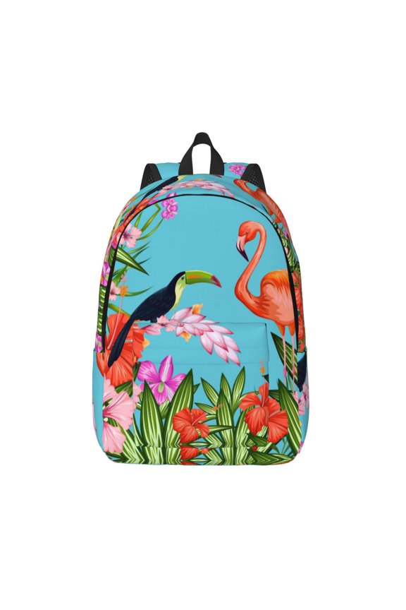 Tropical Jungle Flamingo for Canvas Backpack,Travel Rucksack Unisex Knapsack Laptop Backpack for Work & College -Medium