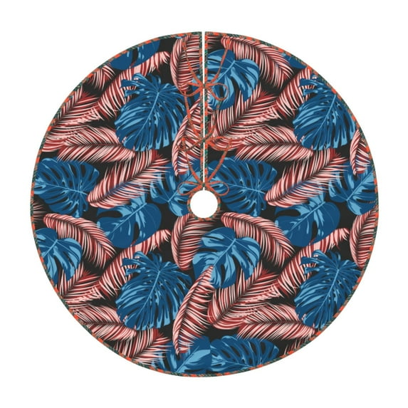 Defioc Tropical Leaves for Christmas Tree Skirt Snowman Xmas Tree Skirt Farmhouse Christmas Decorations Tree Mat for Holiday Party Decor-30"