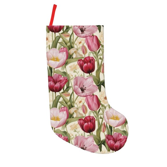 Defioc Tulips Flowers for Christmas Stockings 18" Personalized Holiday Stocking for Family, Farmhouse Decor, Xmas Tree Decoration, 1 Pack