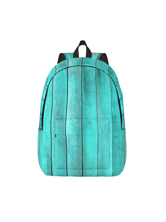 Turquoise Wooden2 for Canvas Backpack,Travel Rucksack Unisex Knapsack Laptop Backpack for Work & College -Medium