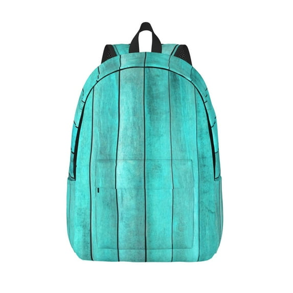 Defioc Turquoise Wooden2 for Canvas Backpack,Travel Rucksack Unisex Knapsack Laptop Backpack for Work & College -Small