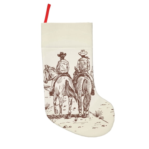 Defioc Two Cowboys Riding Horses In The Desert for Christmas Stockings 18" Personalized Holiday Stocking for Family, Farmhouse Decor, Xmas Tree Decoration, 1 Pack