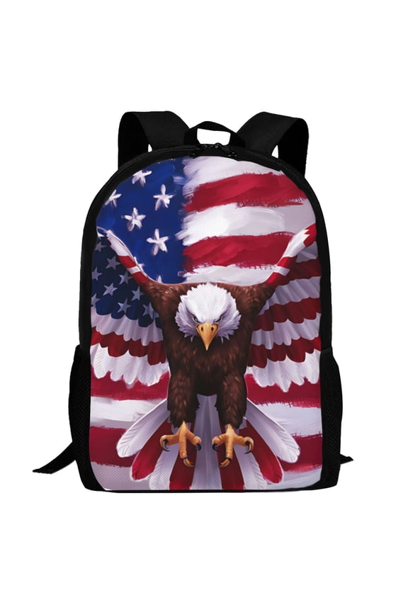 USA Eagle with Spread Wings Pattern Carry on Backpack,16.5x12.5x5.5 Personal Item Bag Carry On Backpack Water Resistant Lightweight Daypack