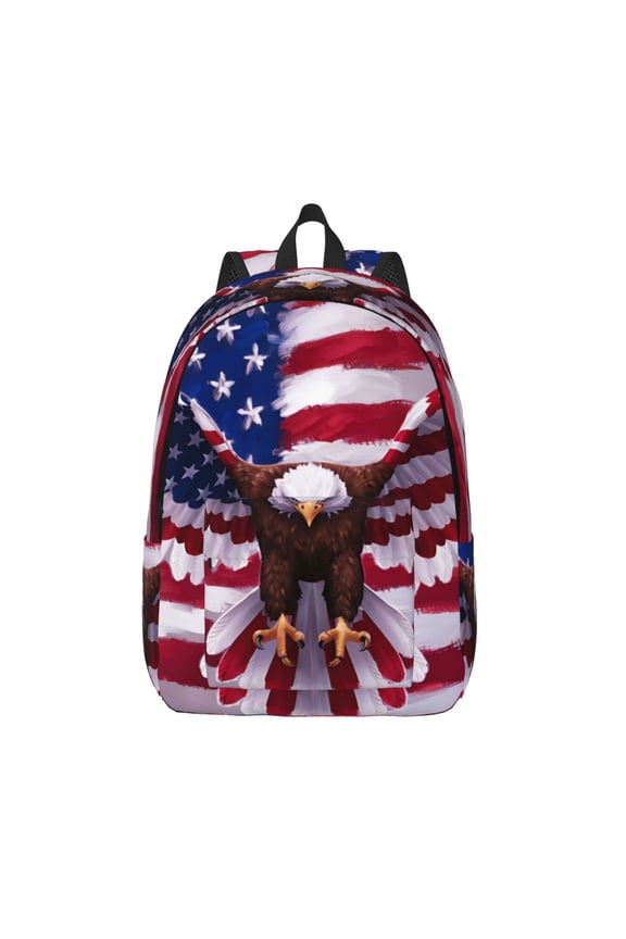 USA Eagle with Spread Wings for Canvas Backpack,Travel Rucksack Unisex Knapsack Laptop Backpack for Work & College -Medium