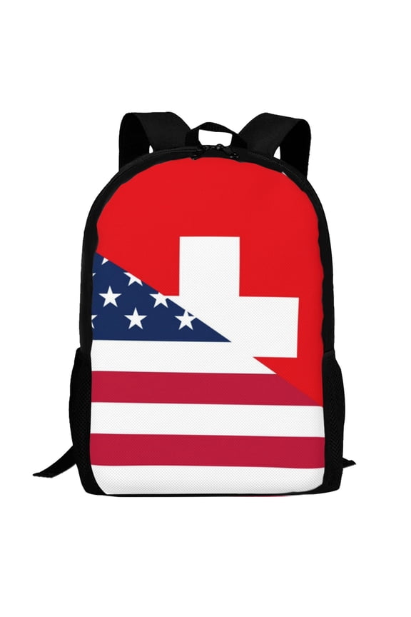 USA Switzerland Pattern Carry on Backpack,16.5x12.5x5.5 Personal Item Bag Carry On Backpack Water Resistant Lightweight Daypack