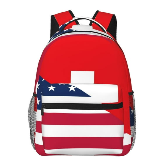 Defioc USA Switzerland Pattern Laptop Backpack,Travel Backpack Outdoor Activities Bag Daypack for Travel Hiking Shopping Daily