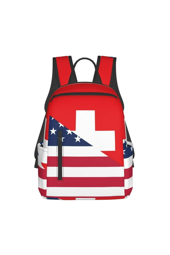 USA Switzerland Pattern Travel Laptop Backpack,Lightweight Backpack Travel Hiking Daypack Backpack Work Bag for Men Women