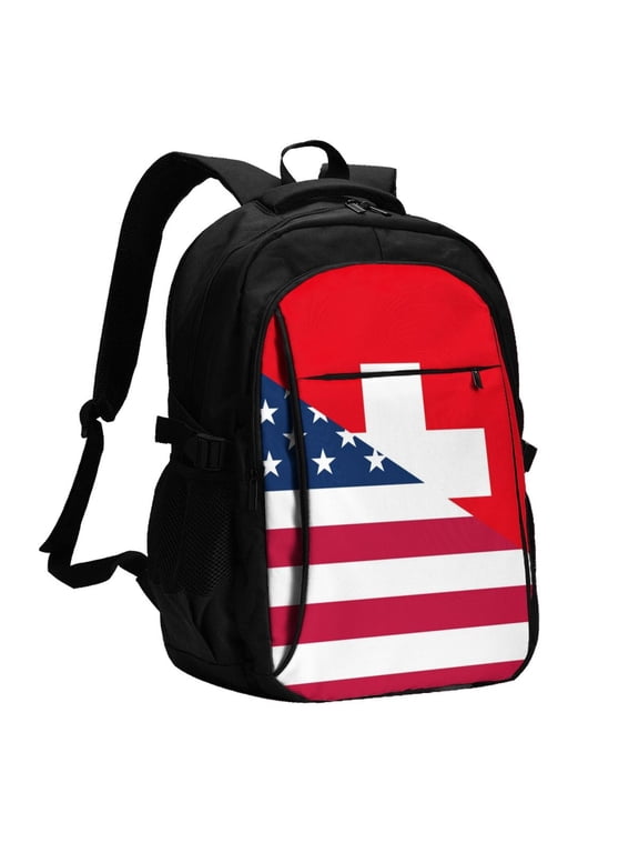 USA Switzerland for Travel Backpack for Women,15.6 inch Laptop Backpack Carry On Backpack Personal Item Travel Bag Daypack for School Weekender Business Trip