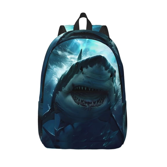 Defioc Undersea Shark for Canvas Backpack,Travel Rucksack Unisex Knapsack Laptop Backpack for Work & College -Medium