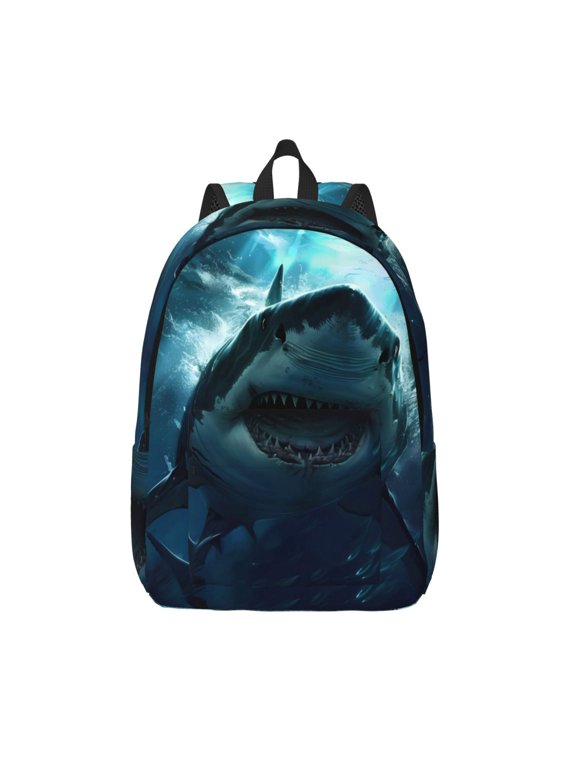 Undersea Shark for Canvas Backpack,Travel Rucksack Unisex Knapsack Laptop Backpack for Work & College -Small