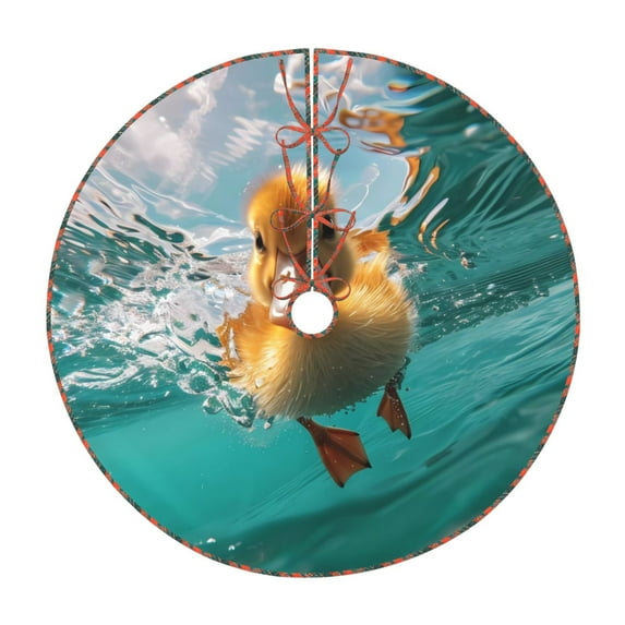 Defioc Underwater Swimming Duck for Christmas Tree Skirt Snowman Xmas Tree Skirt Farmhouse Christmas Decorations Tree Mat for Holiday Party Decor-36"