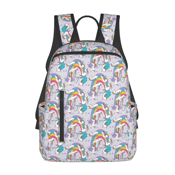 Defioc Unicorn DoingYoga Pattern Travel Laptop Backpack,Lightweight Backpack Travel Hiking Daypack Backpack Work Bag for Men Women