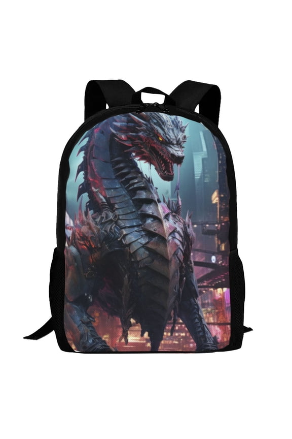 Urban Mechanical Dragon Pattern Carry on Backpack,16.5x12.5x5.5 Personal Item Bag Carry On Backpack Water Resistant Lightweight Daypack