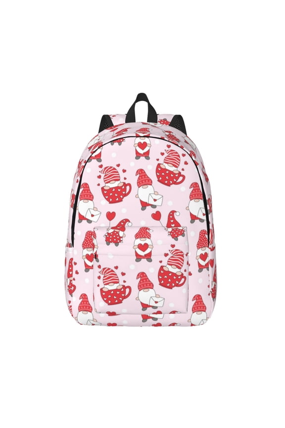 Valentine Gnomes for Canvas Backpack,Travel Rucksack Unisex Knapsack Laptop Backpack for Work & College -Small