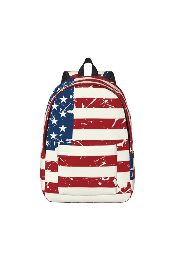 Vintage American Flag for Canvas Backpack,Travel Rucksack Unisex Knapsack Laptop Backpack for Work & College -Small