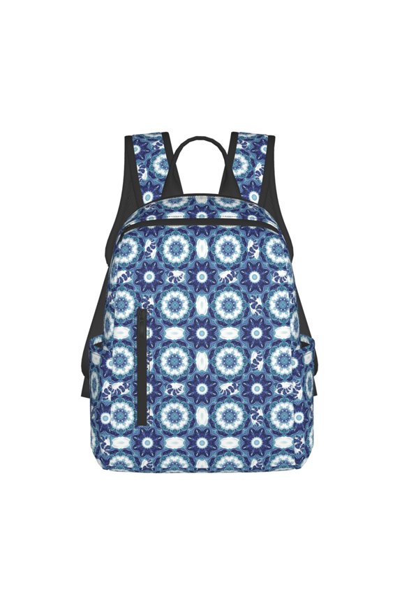 Vintage Blue Pattern Travel Laptop Backpack,Lightweight Backpack Travel Hiking Daypack Backpack Work Bag for Men Women