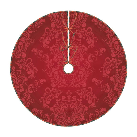 Defioc Vintage Burgundy for Christmas Tree Skirt Snowman Xmas Tree Skirt Farmhouse Christmas Decorations Tree Mat for Holiday Party Decor-30"