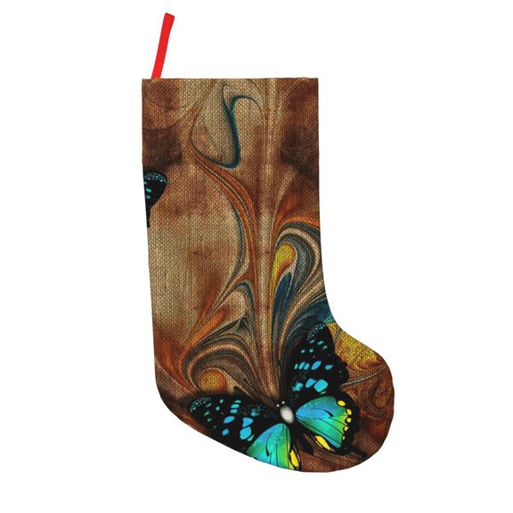 Defioc Vintage Butterfly Green for Christmas Stockings 18" Personalized Holiday Stocking for Family, Farmhouse Decor, Xmas Tree Decoration, 1 Pack