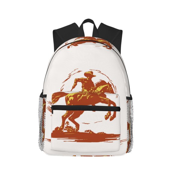 Defioc Vintage Cowboy On A Bronco Horse Pattern Laptop Backpack for Men and Women,Casual Backpack Dayback Sports Bookbag for Travel Running Hiking