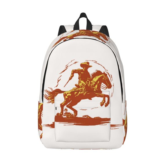 Defioc Vintage Cowboy On A Bronco Horse for Canvas Backpack,Travel Rucksack Unisex Knapsack Laptop Backpack for Work & College -Medium