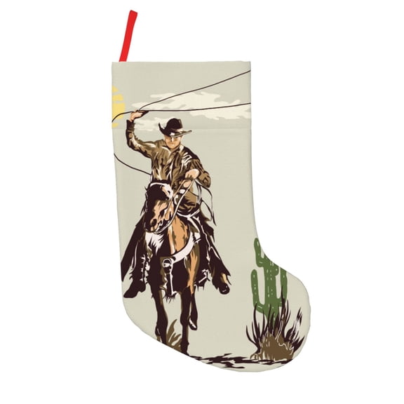 Defioc Vintage Cowboy Riding Horse for Christmas Stockings 18" Personalized Holiday Stocking for Family, Farmhouse Decor, Xmas Tree Decoration, 1 Pack