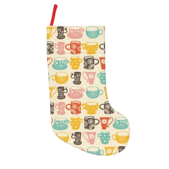 Defioc Vintage Cup for Christmas Stockings 18" Personalized Holiday Stocking for Family, Farmhouse Decor, Xmas Tree Decoration, 1 Pack