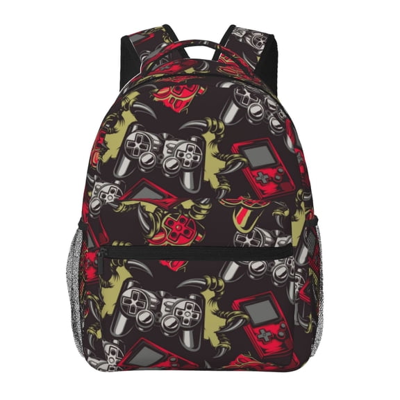 Defioc Vintage Gaming Pattern Laptop Backpack,Travel Backpack Outdoor Activities Bag Daypack for Travel Hiking Shopping Daily