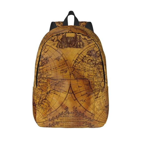 Defioc Vintage Map for Canvas Backpack,Travel Rucksack Unisex Knapsack Laptop Backpack for Work & College -Medium