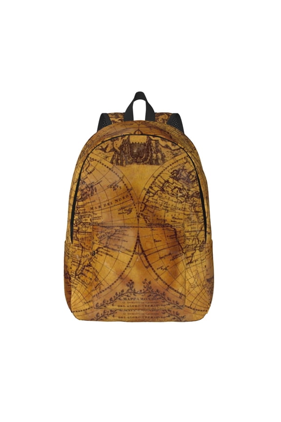 Vintage Map for Canvas Backpack,Travel Rucksack Unisex Knapsack Laptop Backpack for Work & College -Medium