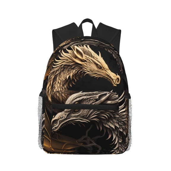 Defioc Vintage Metal Dragon Pattern Laptop Backpack for Men and Women,Casual Backpack Dayback Sports Bookbag for Travel Running Hiking