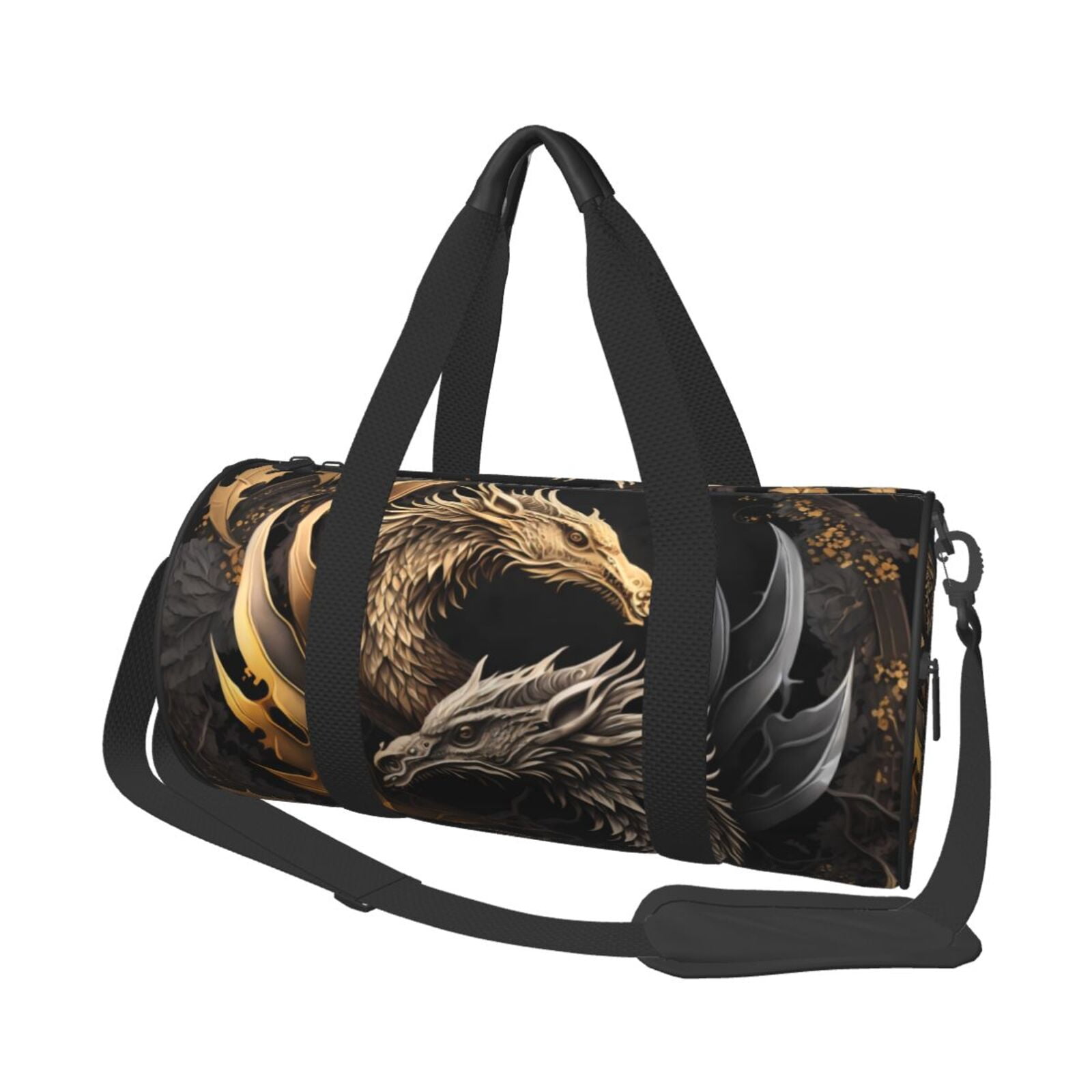 Defioc Vintage Metal Dragon for Travel Duffle Bag,Weekender Bag Carry On Tote Bags Hospital Bag Large Capacity Sport Gym Bag for Men Women Fit for Trave, Gym,Weekend
